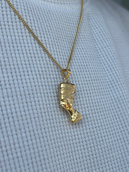 Premium- Nefertiti Necklace in Sterling Silver 925s- Real 21K Gold Plated
