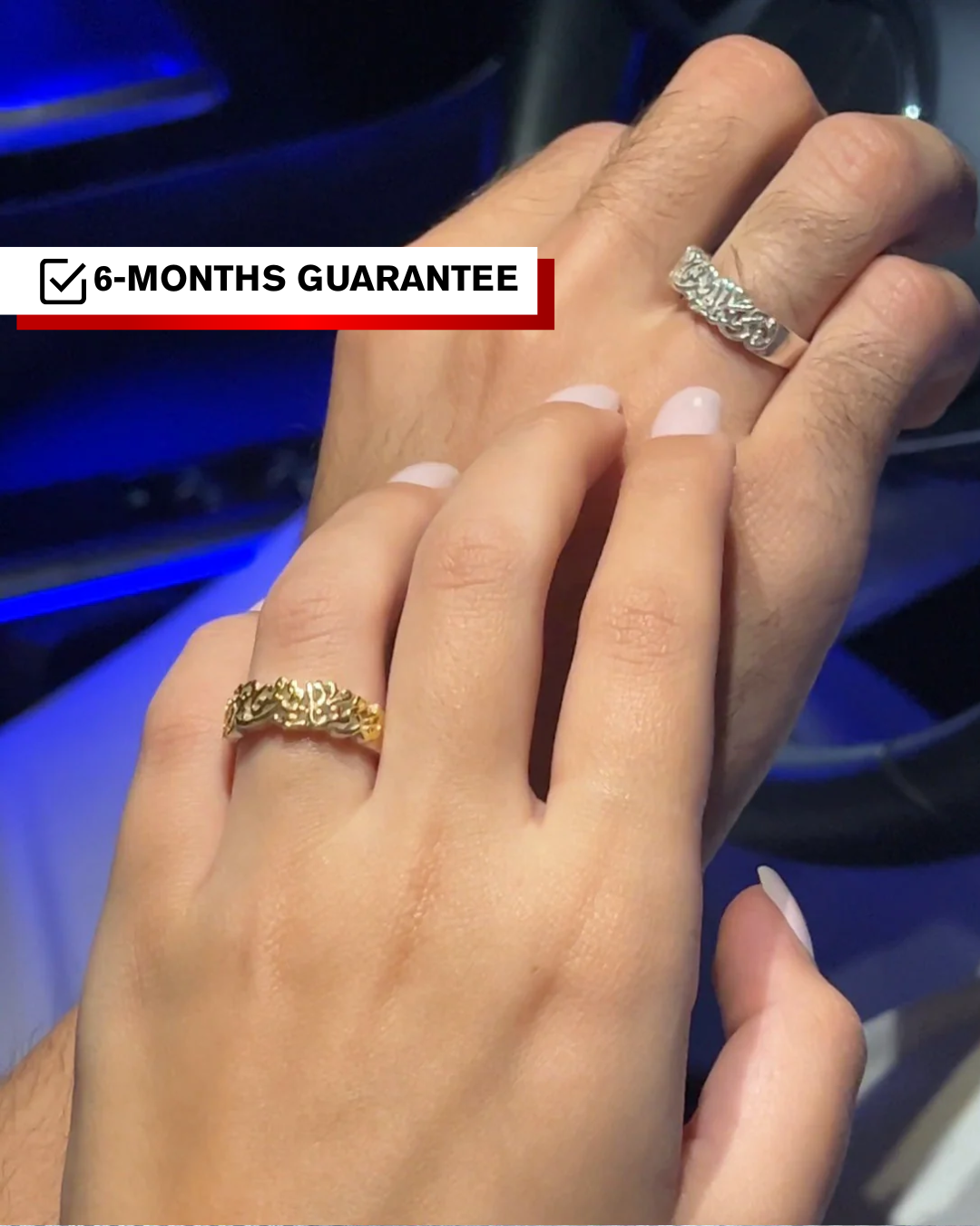 Premium-Thick Couple Band Ring - 925Silver-7mm (لقد جمعنا الحب فمن يفرقنا)