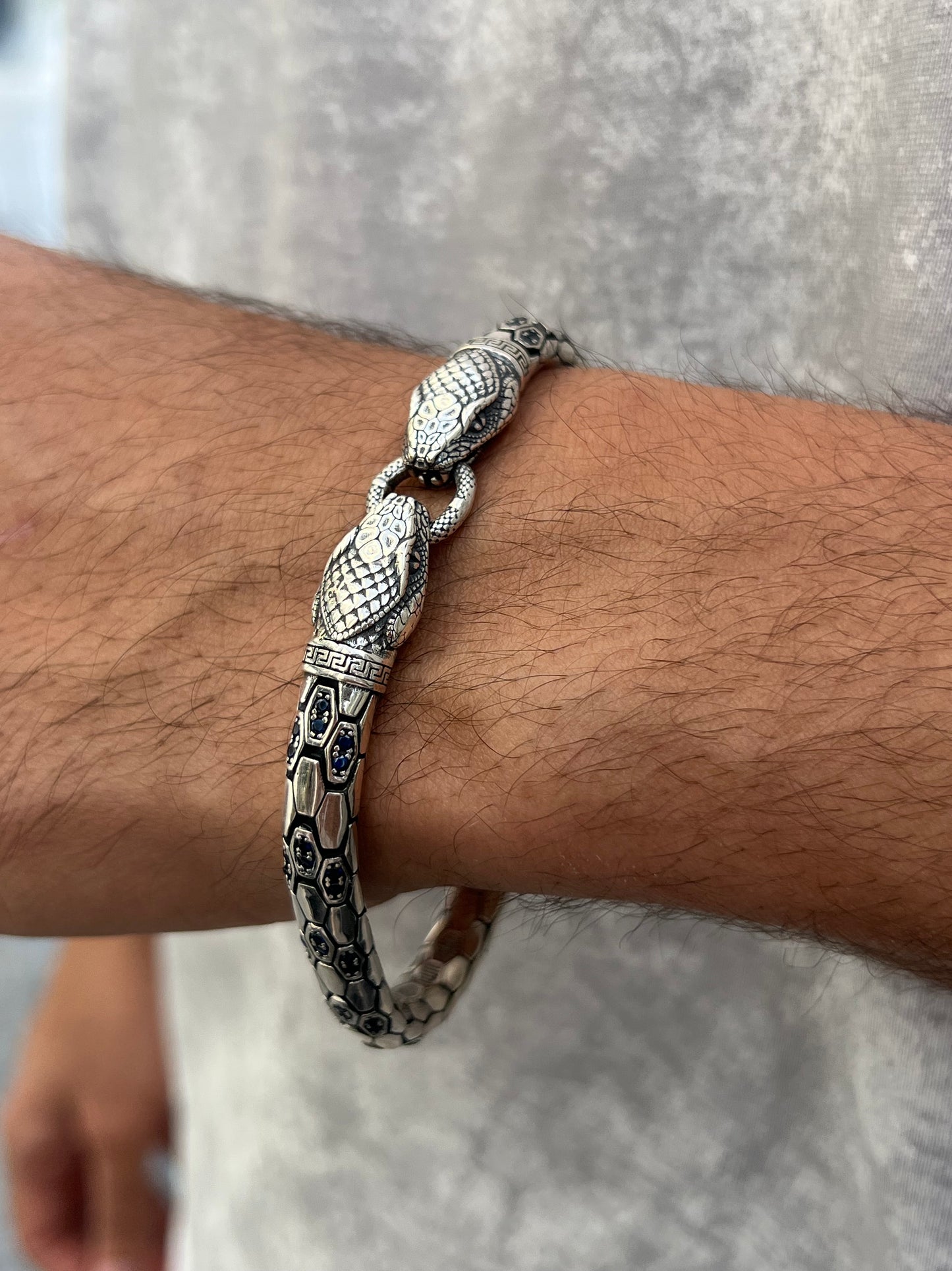 Textured Snake Bracelet for Men's Sterling Silver 925s