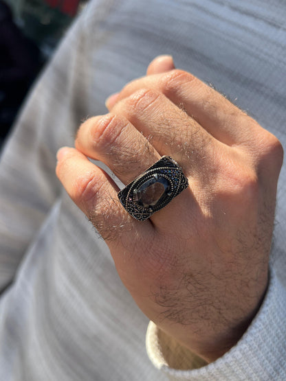 Dark Grindstone Ring -Sterling Silver 925s
