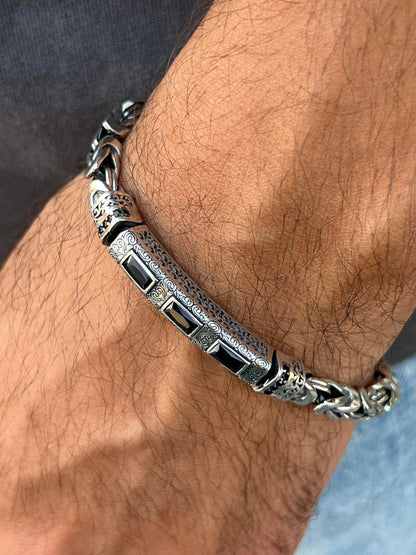 Masculine bracelet-for Men's Sterling Silver 925s (21cm-6mm)