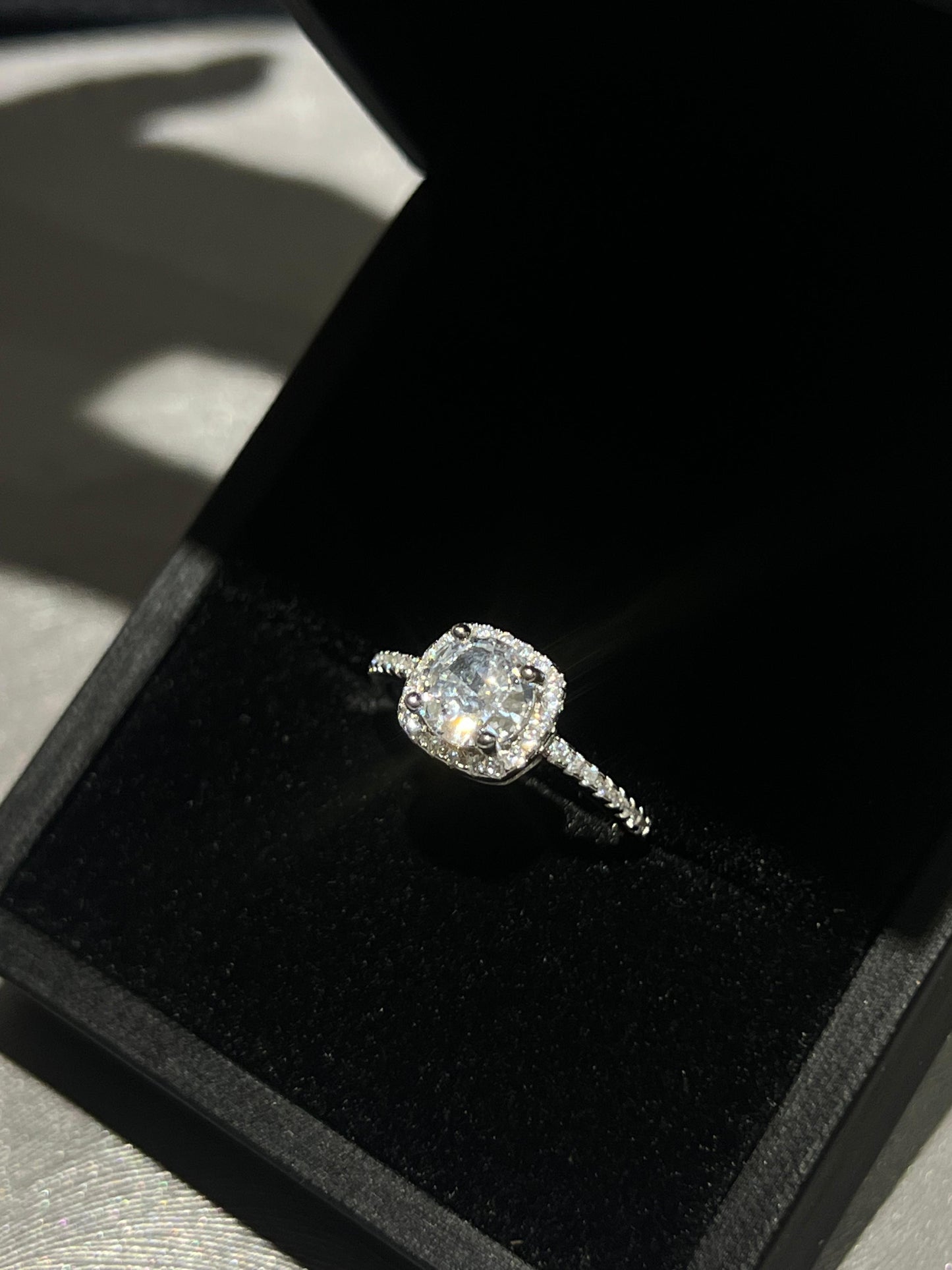 Square Ring -Clear Zirconia in Sterling Silver -925