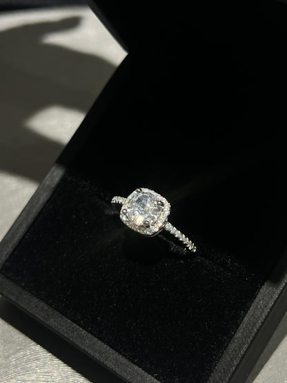 Square Ring -Clear Zirconia in Sterling Silver -925