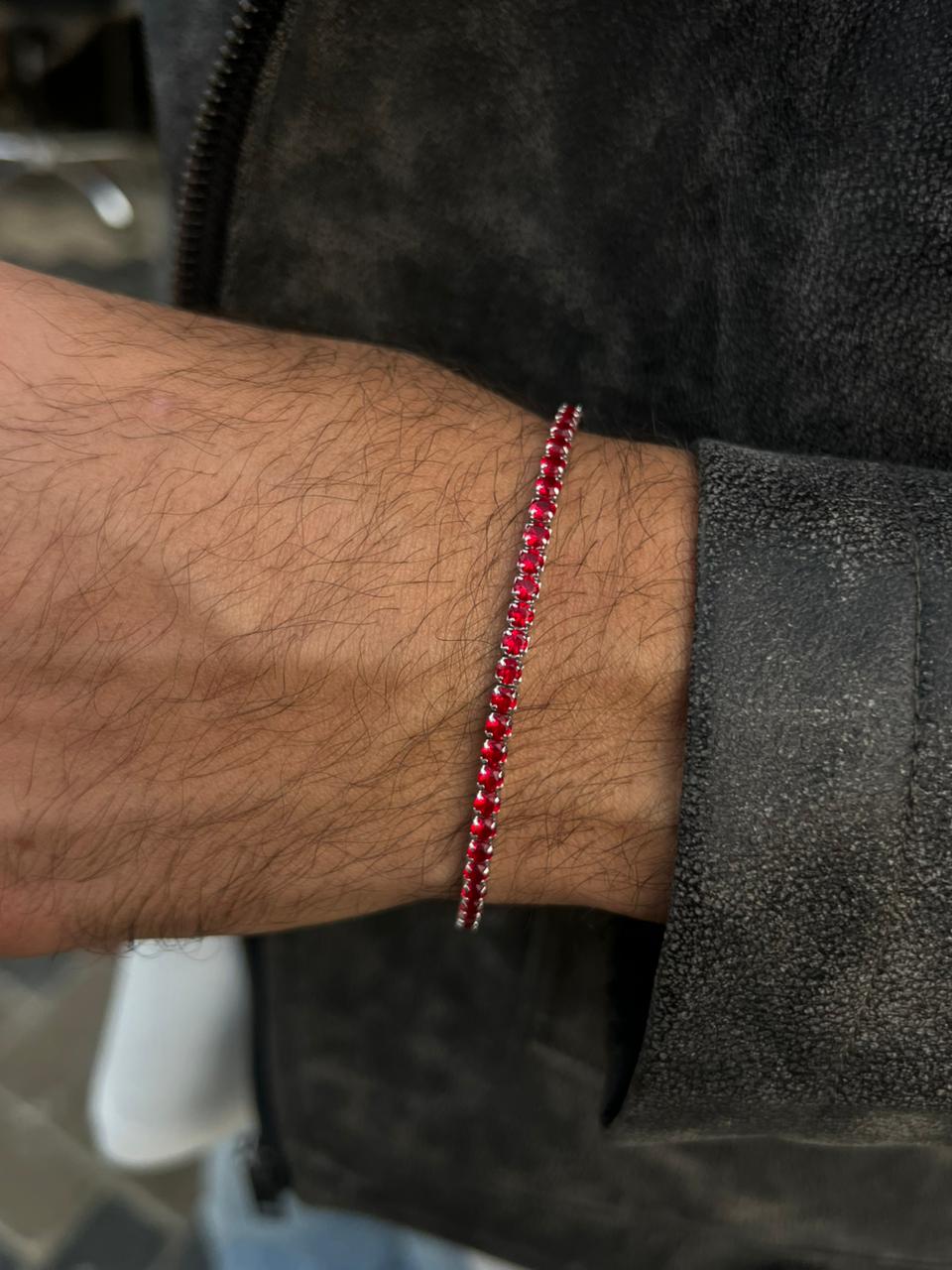 Red Spinel Tennis Bracelet Sterling Silver 925s