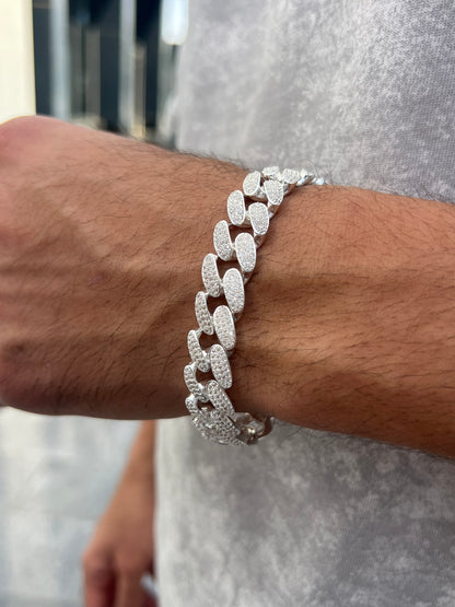 Iced Lion Lock Gangster Chain -Bracelet S925 Sterling Silver for men