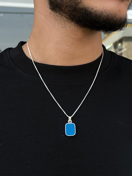 Blue Stone Necklace for Men's Sterling Silver 925s