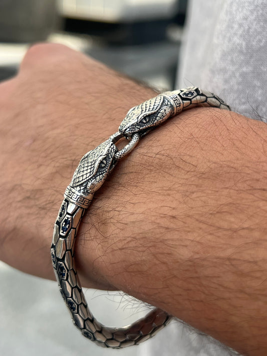 Textured Snake Bracelet for Men's Sterling Silver 925s