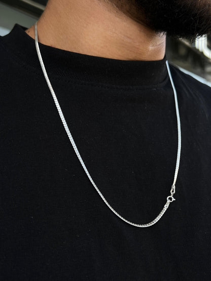 Blocked Grommet Necklace For Men Sterling Silver 925- 60cm,3mm