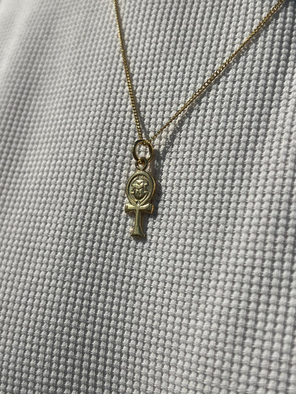 Premium- Ankh Necklace in Sterling Silver 925s- Real 21K Gold Plated