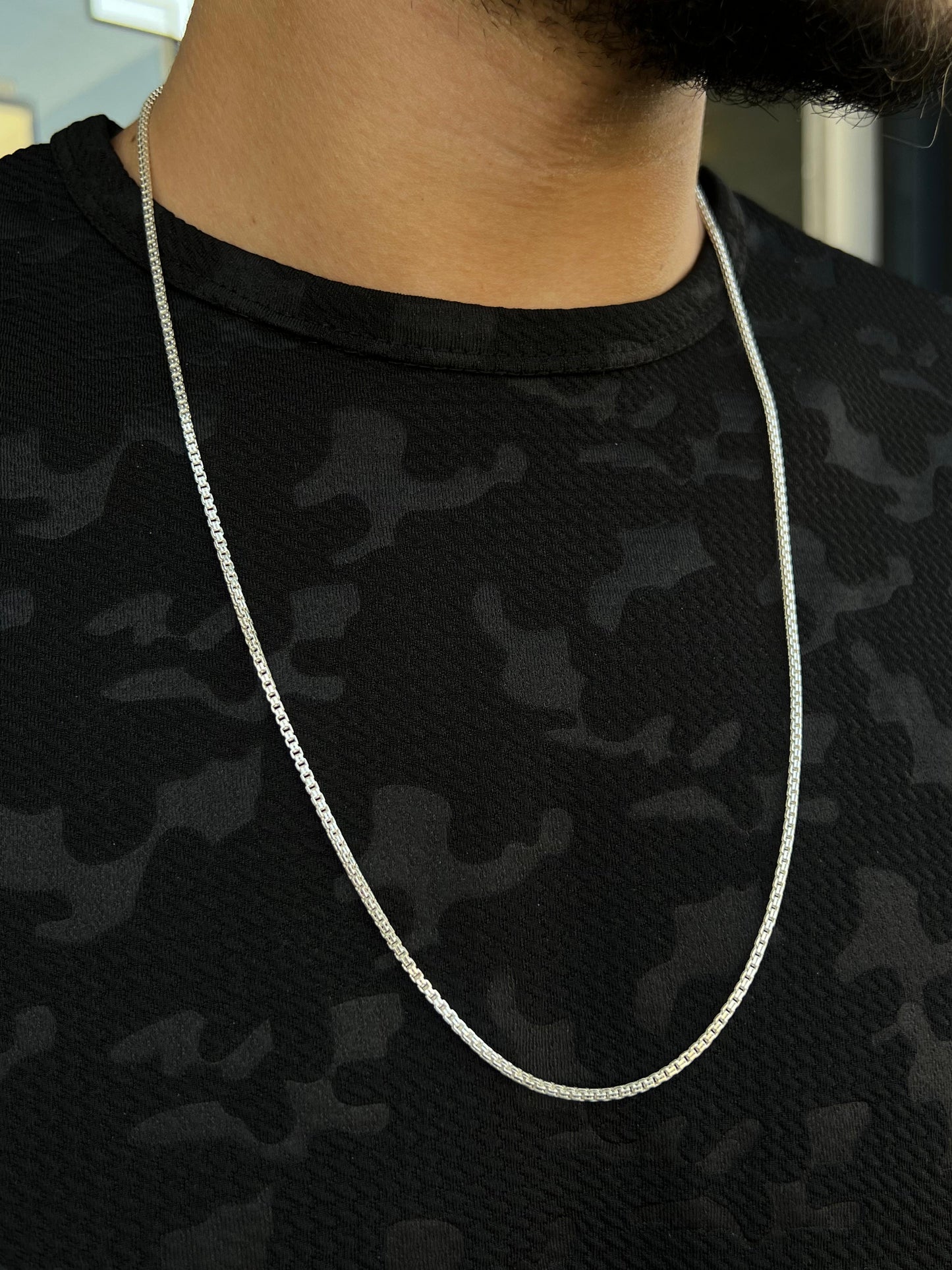 Links Box Necklace For Men Sterling Silver925// 64cm-3mm