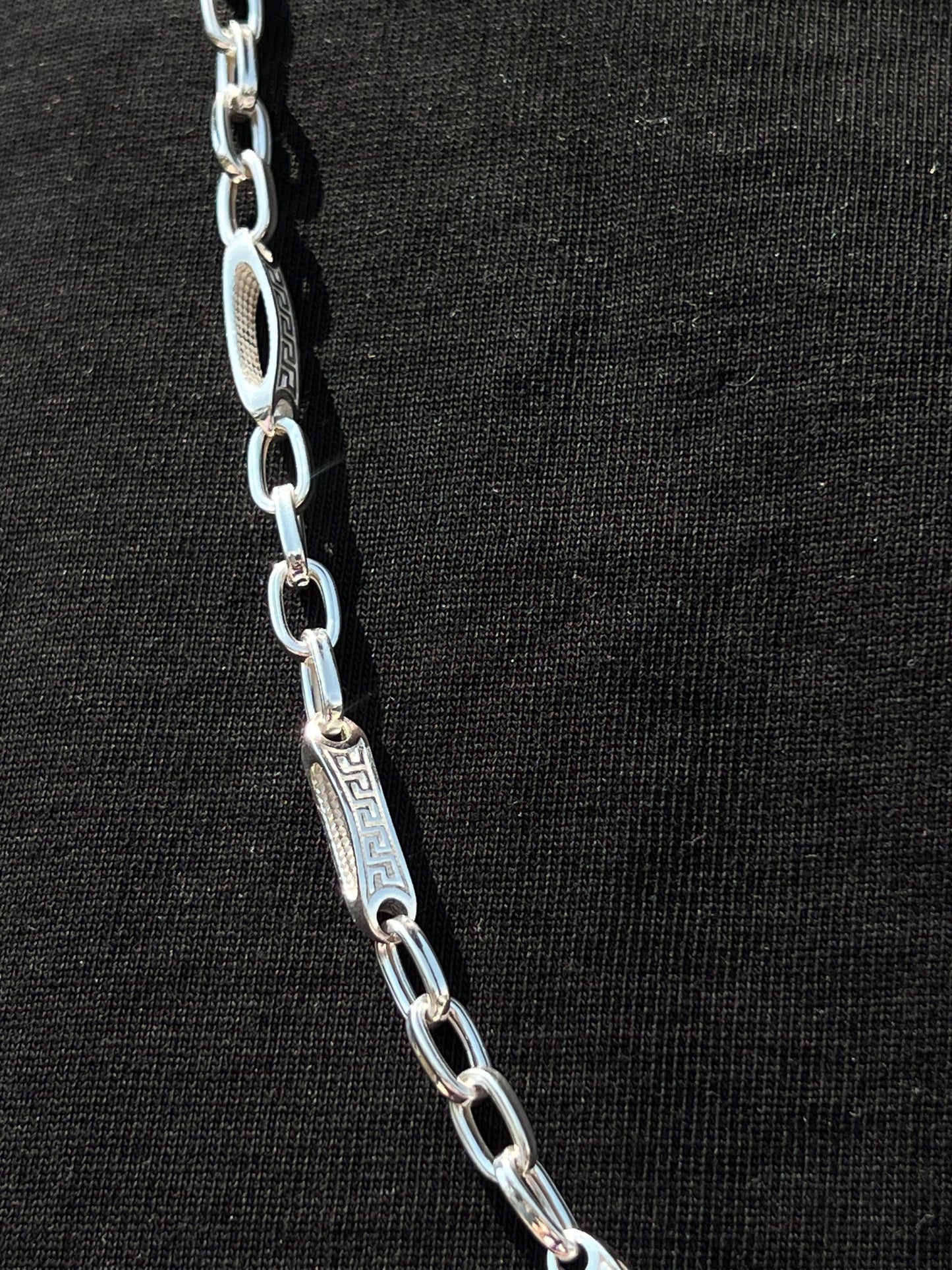 Iconic Versace Pattern Necklace For Men Sterling Silver 925s-60cm