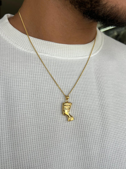 Premium- Nefertiti Necklace in Sterling Silver 925s- Real 21K Gold Plated