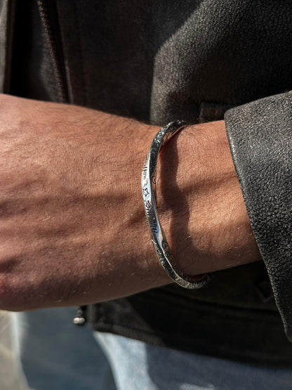 Twisted Heavy Handmade Nomad Bangle-Sterling Silver 925s