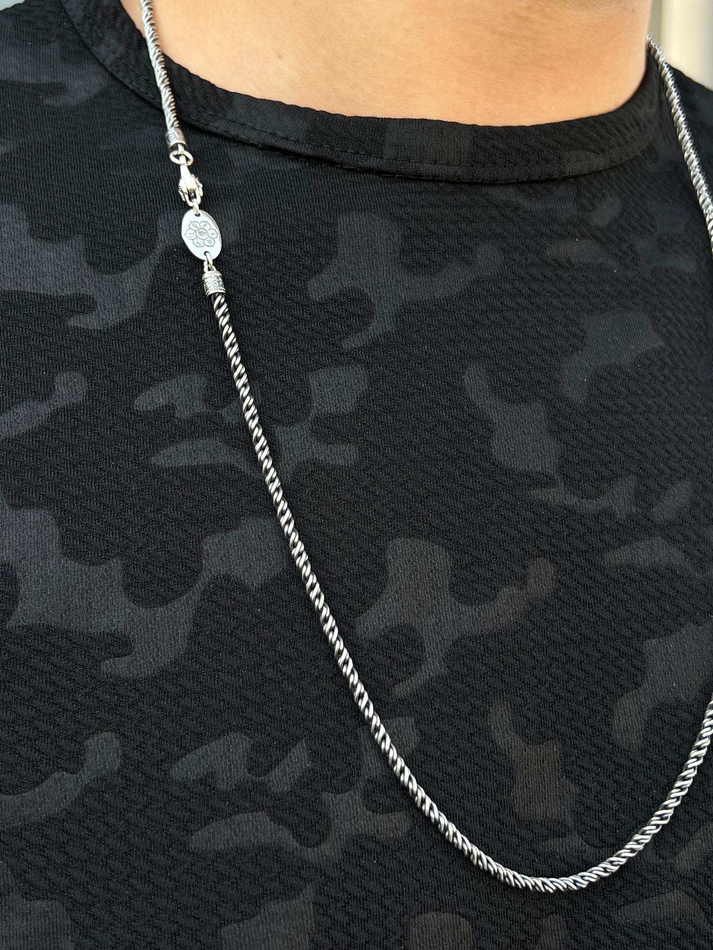 Wire Necklace for Men's Sterling Silver 925s-68cm-3mm