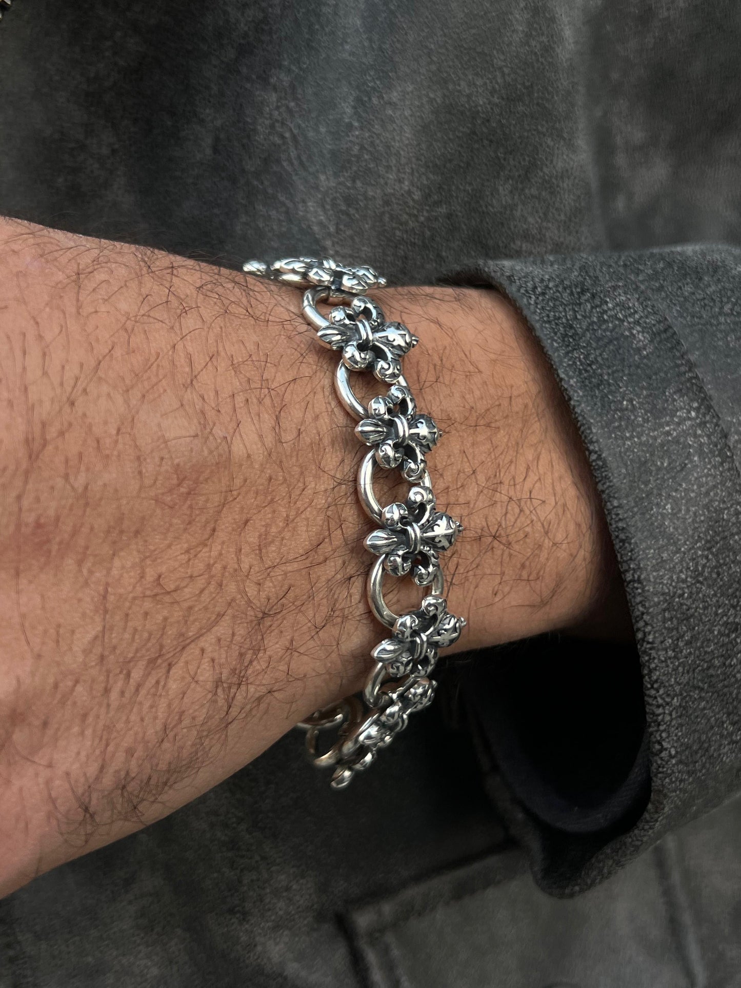 Fleur-de-lis bracelet-in Sterling Silver 925s| 20cm-18mm