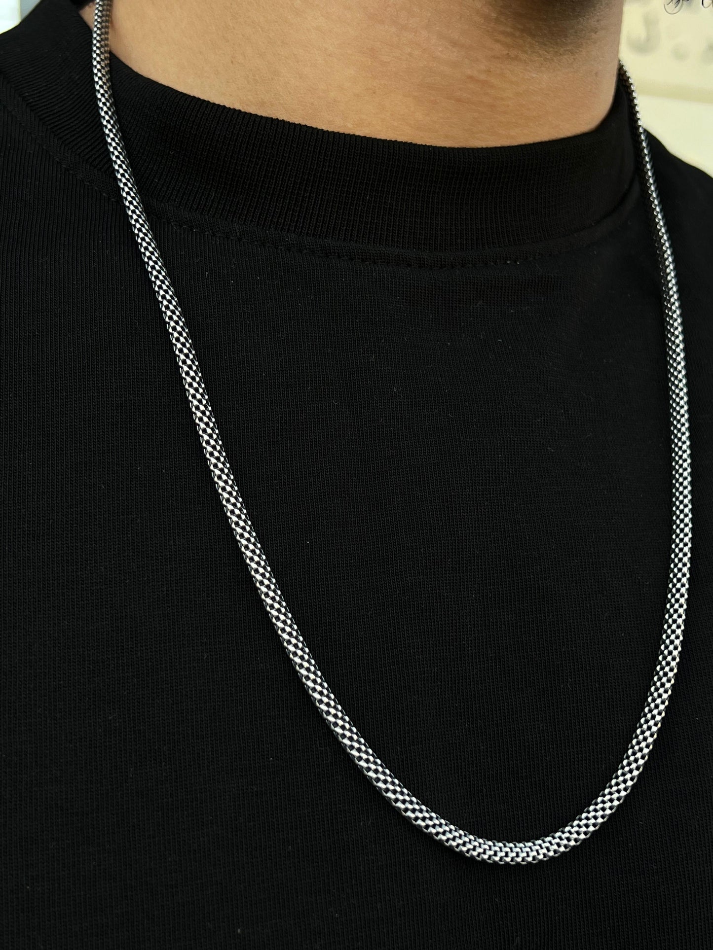 Oxidized Spiga Necklace For Men Sterling Silver - 925, 5mm-62cm