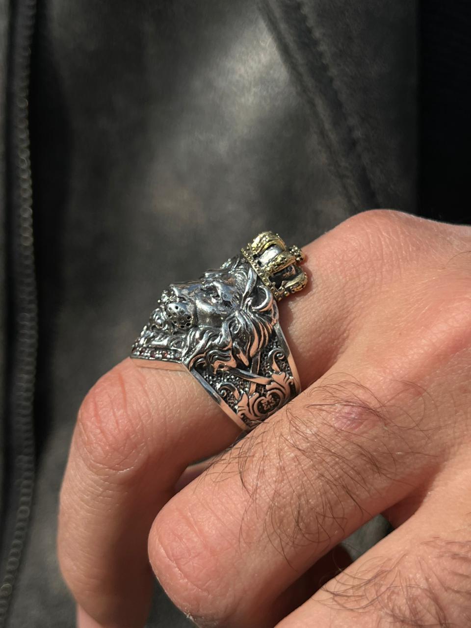 Crowned Lion King Ring-for Men's Sterling Silver 925s