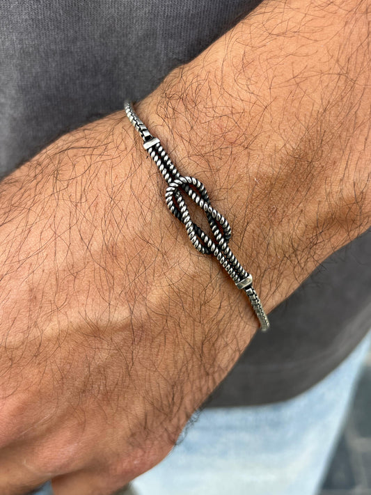 Knot✖️Box bracelet-for Men's Sterling Silver 925s (20cm-3mm)