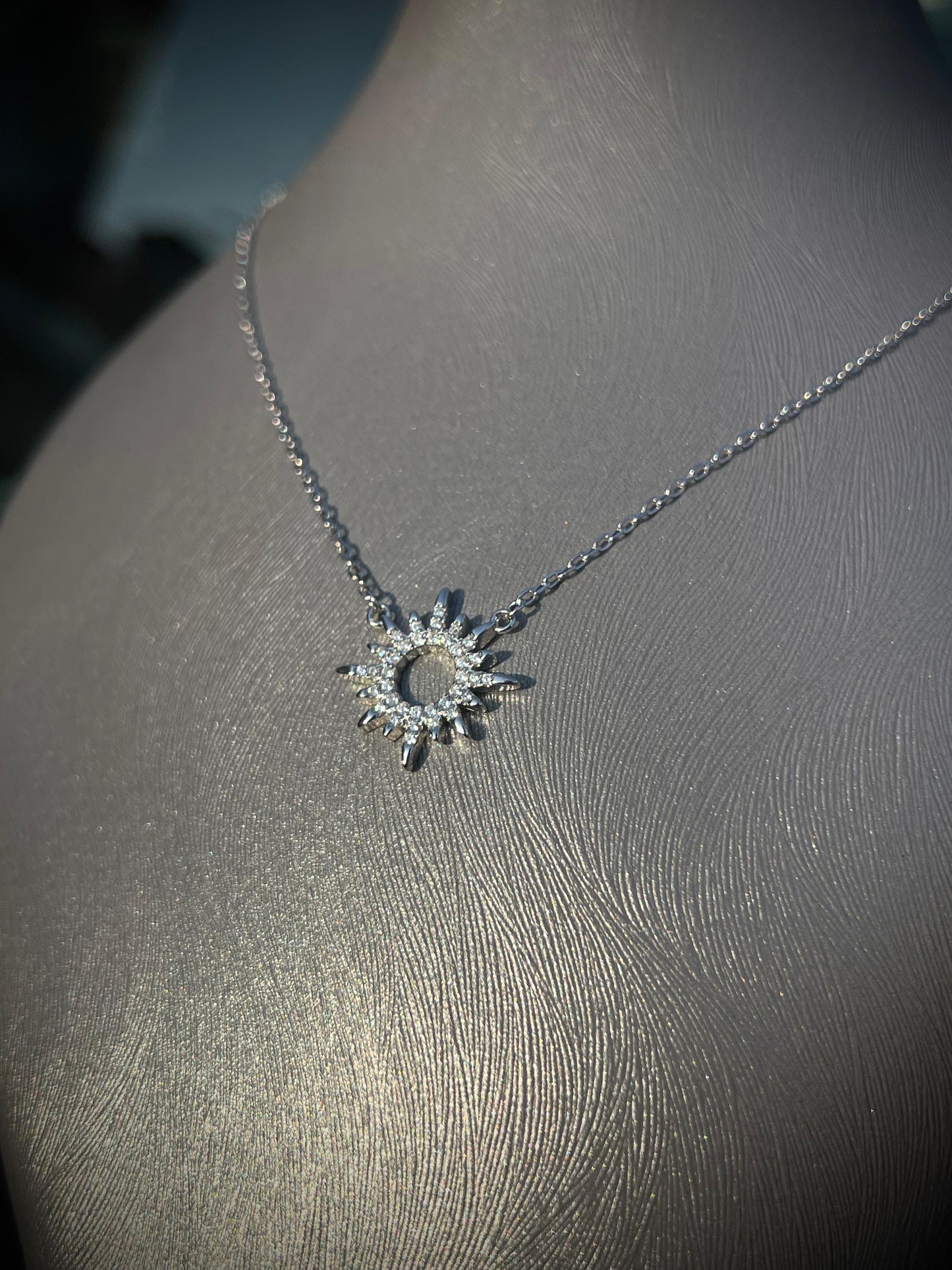 Sparkling Sun Necklace-in Sterling Silver -925