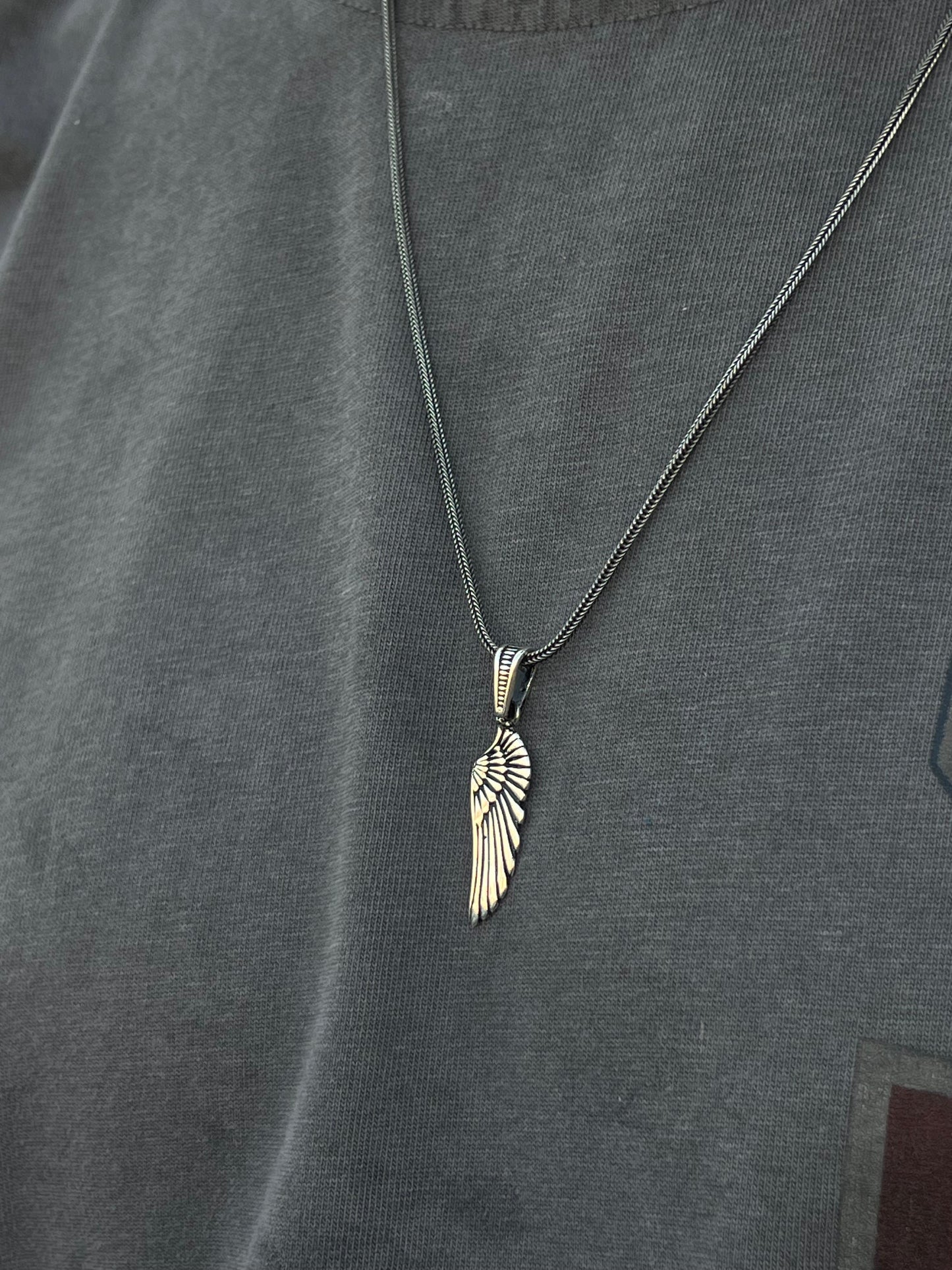 Oxidized Wing Necklace for Men's Sterling Silver 925s