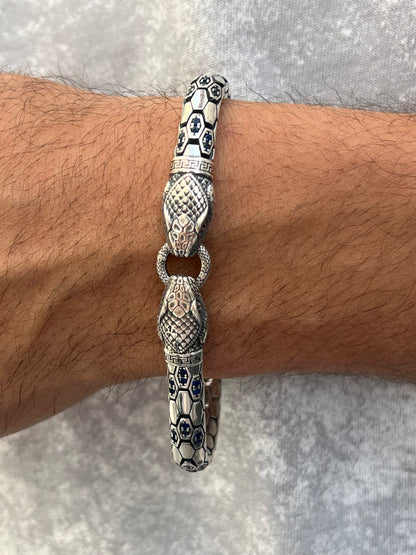 Textured Snake Bracelet for Men's Sterling Silver 925s