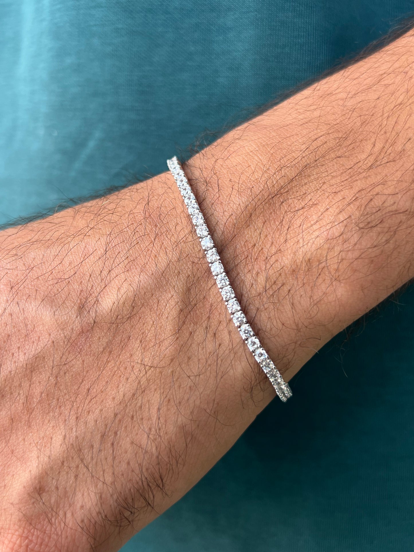 Clear Thick Box Tennis for Men's Sterling Silver 925s