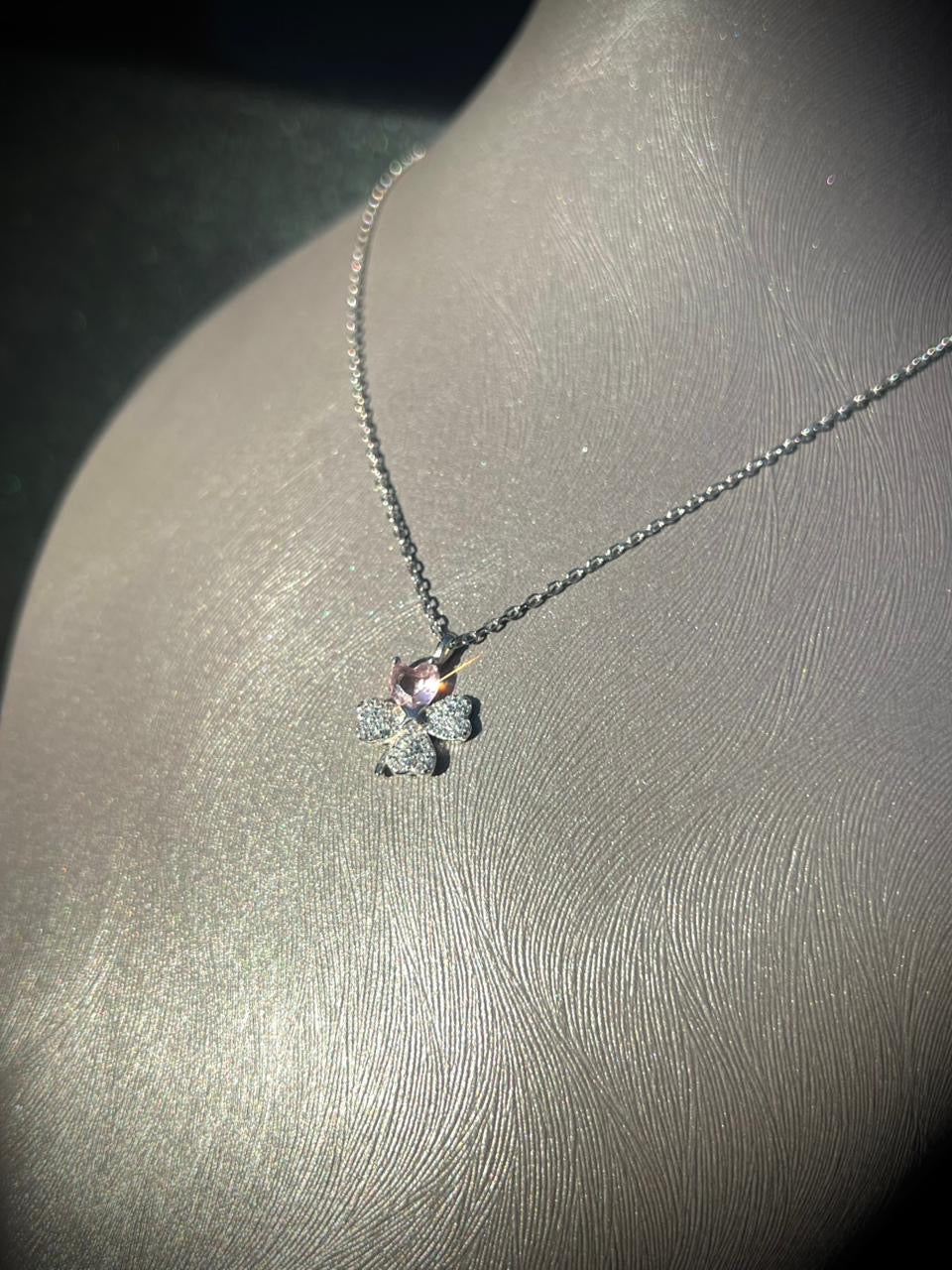 Flower Zirconia Necklace in Sterling Silver 925s