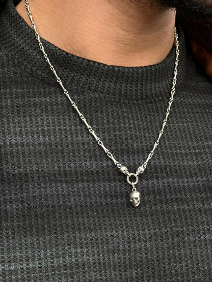 X-Skull Necklace-Pure Sterling Silver 925s-52cm