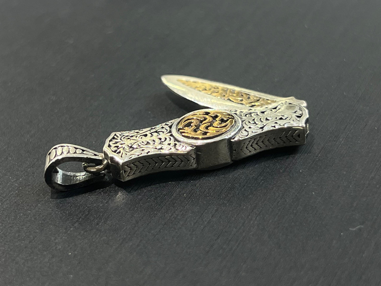 Folding knife Pendant – S925 Silver-6,5cm- (opens & closes)