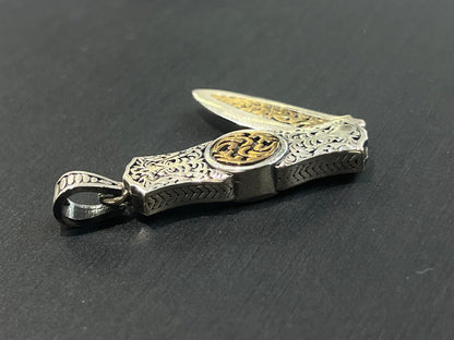 Folding knife Pendant – S925 Silver-6,5cm- (opens & closes)