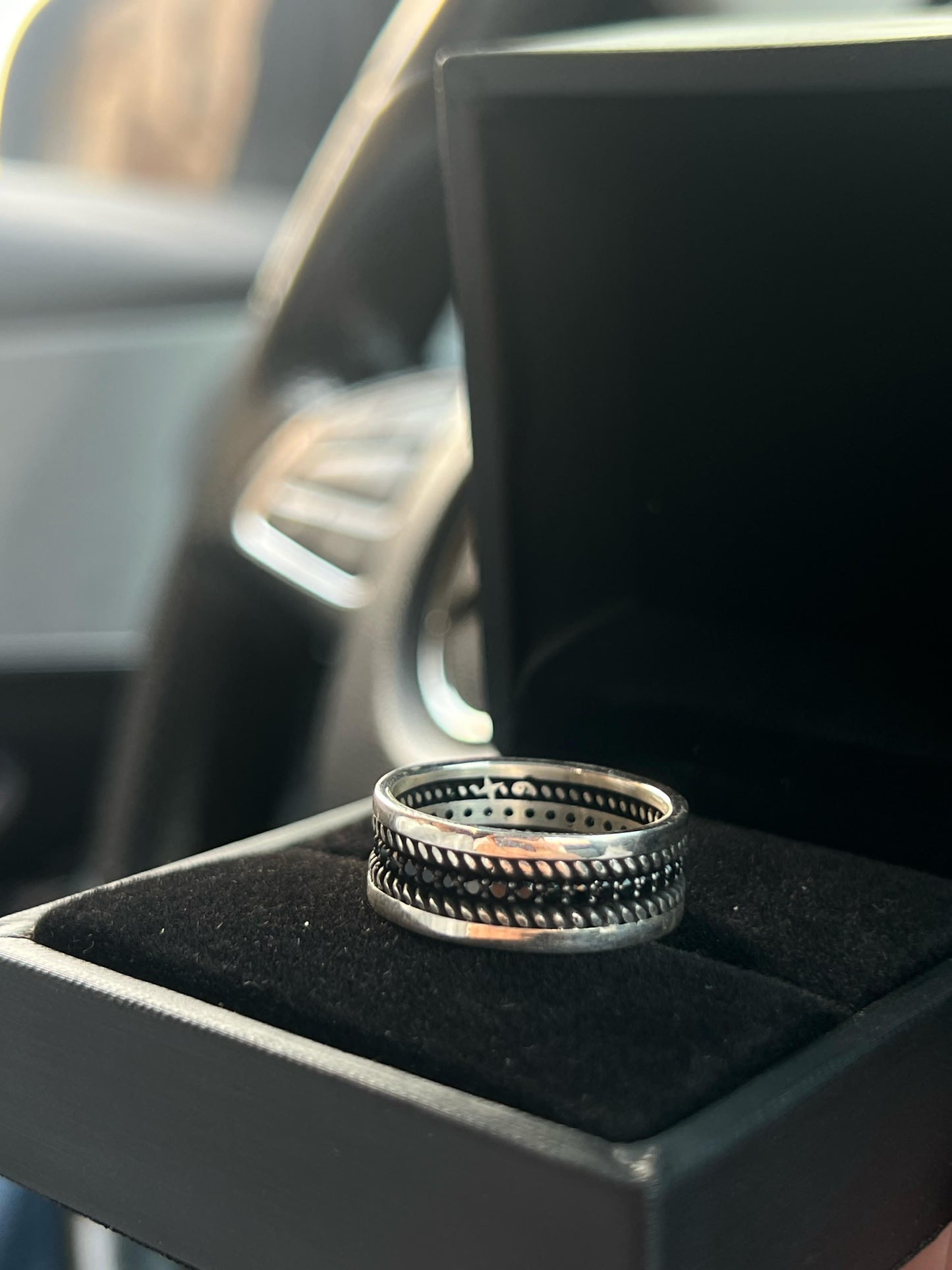 Shadow Weave  Engagement Ring in Sterling Silver 925s