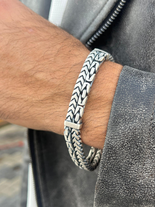 Limited Edition Double King✖️Arrow S925 Sterling Silver Bracelet -(22cm-11mm)