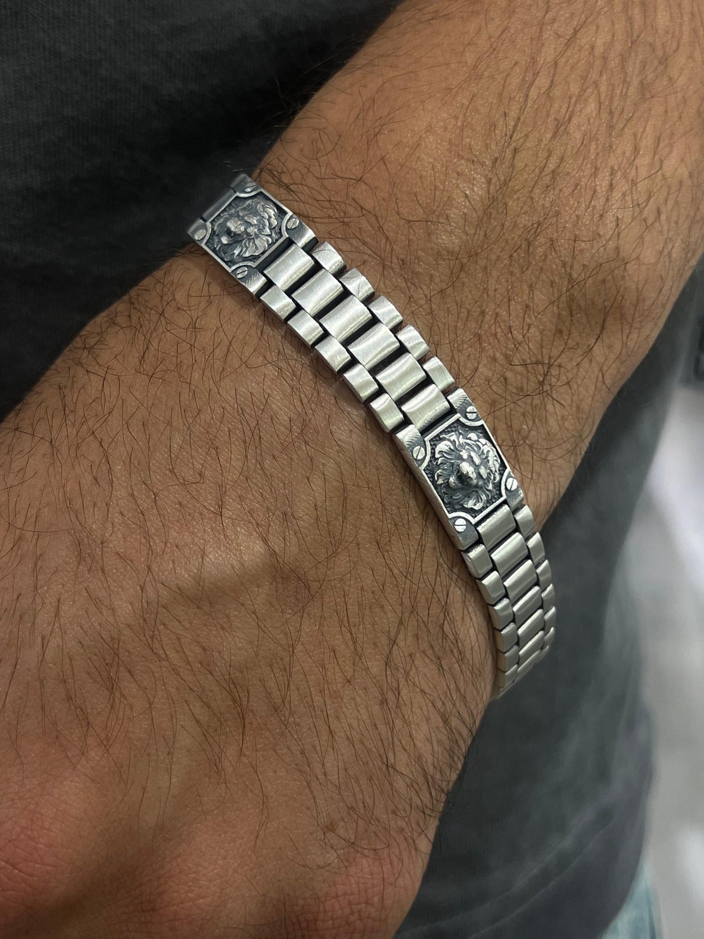 Lion Link chain Bracelet for Men's Sterling Silver 925s-21.5cm