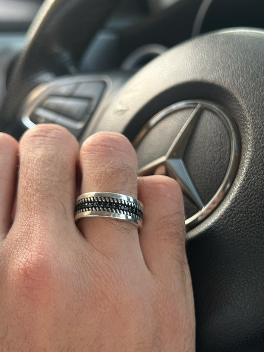 Shadow Weave  Engagement Ring in Sterling Silver 925s