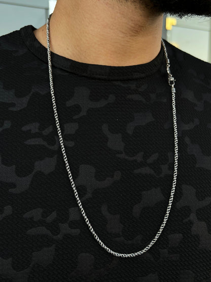 Wire Necklace for Men's Sterling Silver 925s-68cm-3mm