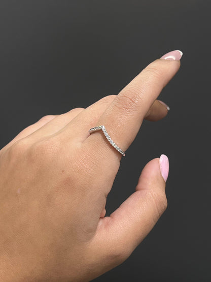 Chevron Ring -Clear Zirconia in Sterling Silver -925