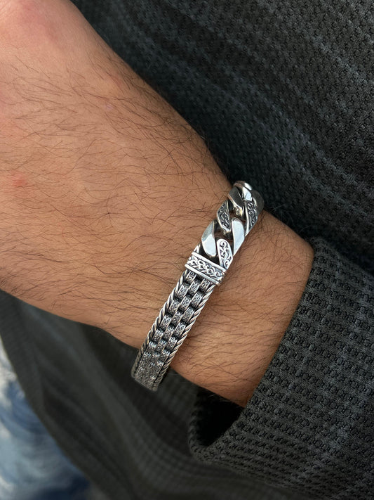 Rare TwoFuse Bracelet Sterling Silver 925s-(22cm-12mm)