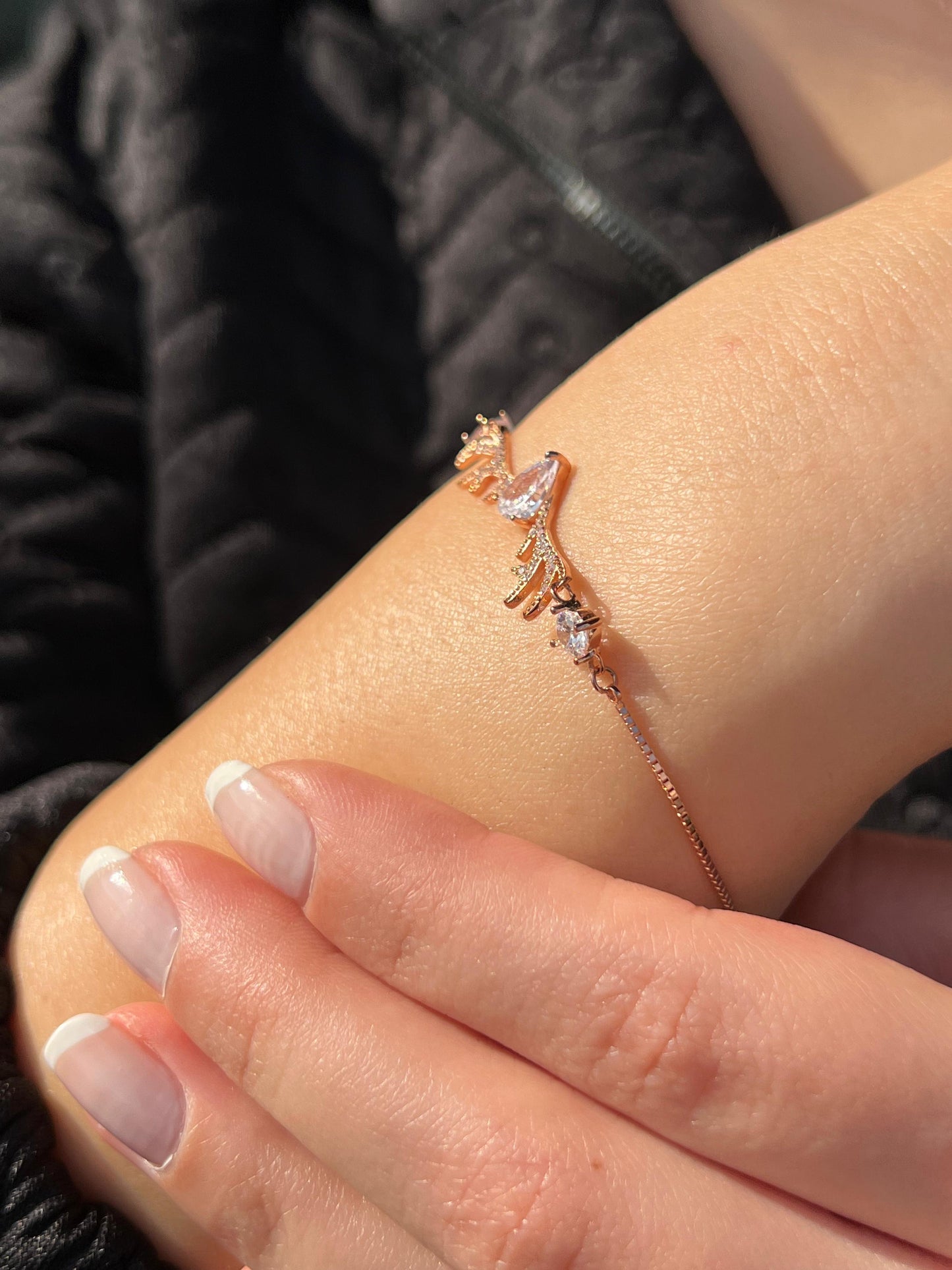 Rose Gold Aurora Antler Bracelet -in Sterling Silver -925
