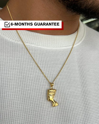 Premium- Nefertiti Necklace in Sterling Silver 925s- Real 21K Gold Plated