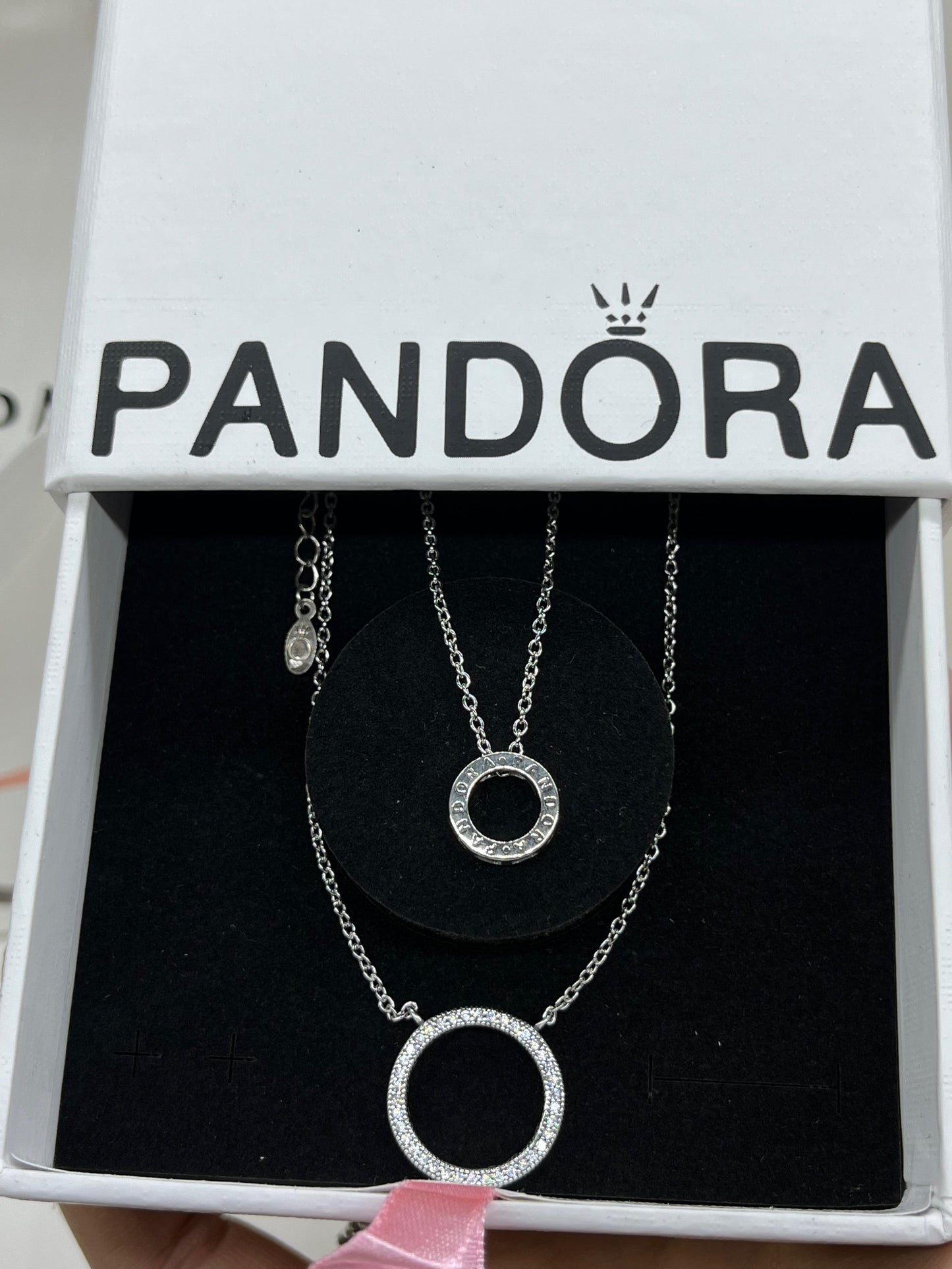 Double layered Circle Sparkle Necklace