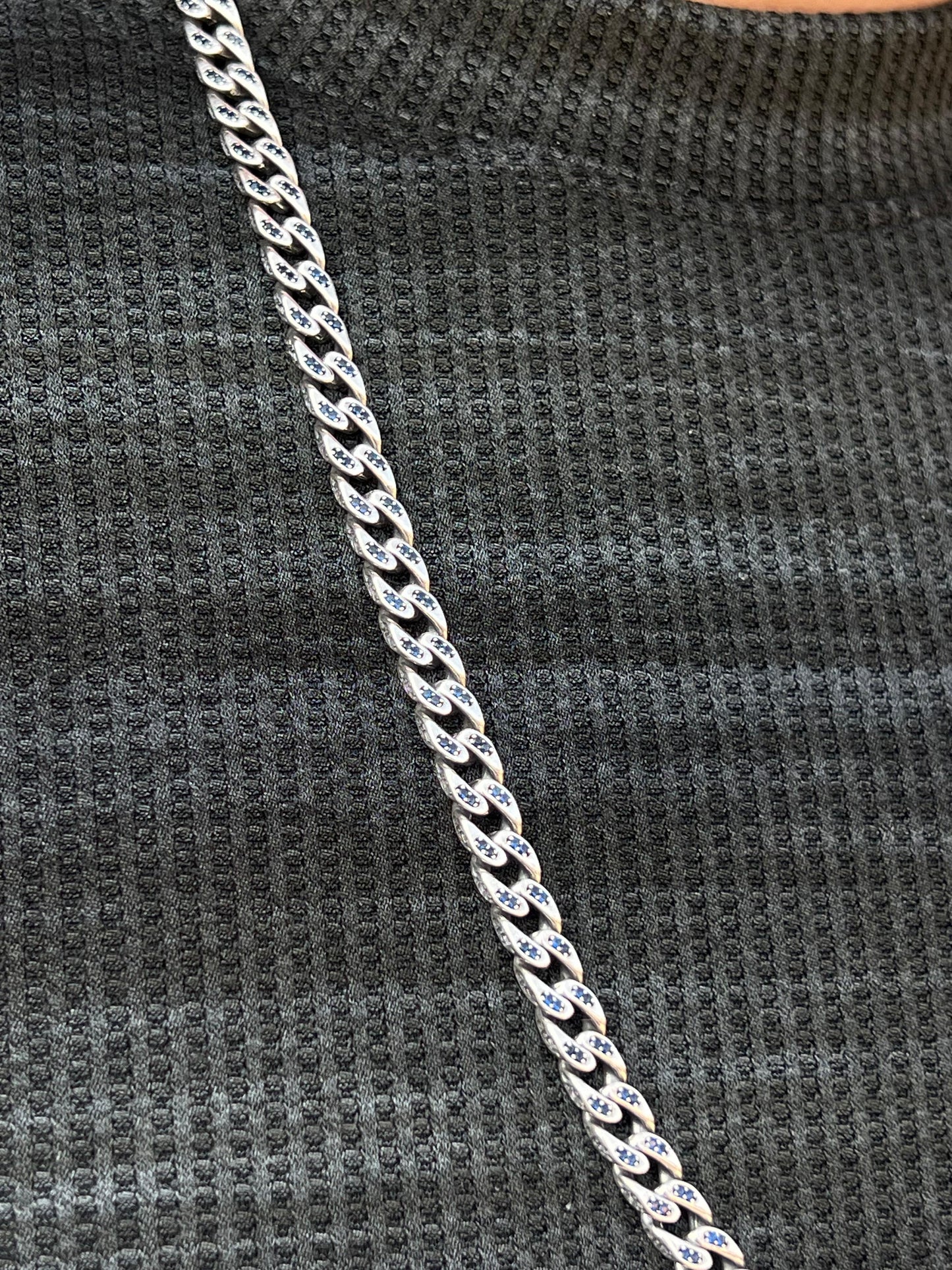 Midnight Grommet Necklace for Men's Sterling Silver 925s-(70cm-12mm)