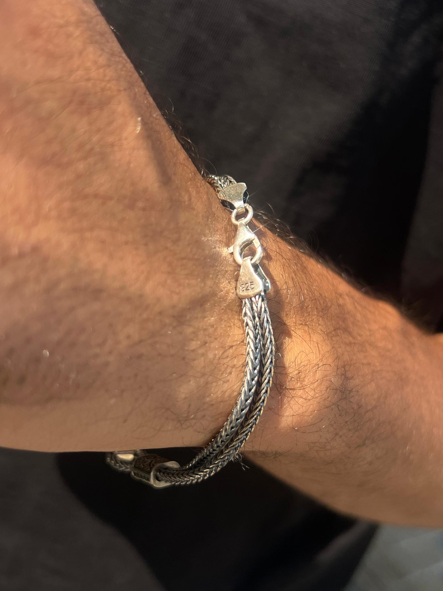 Islamic (حسبي الله) Bracelet for Men's Sterling Silver 925s-21cm