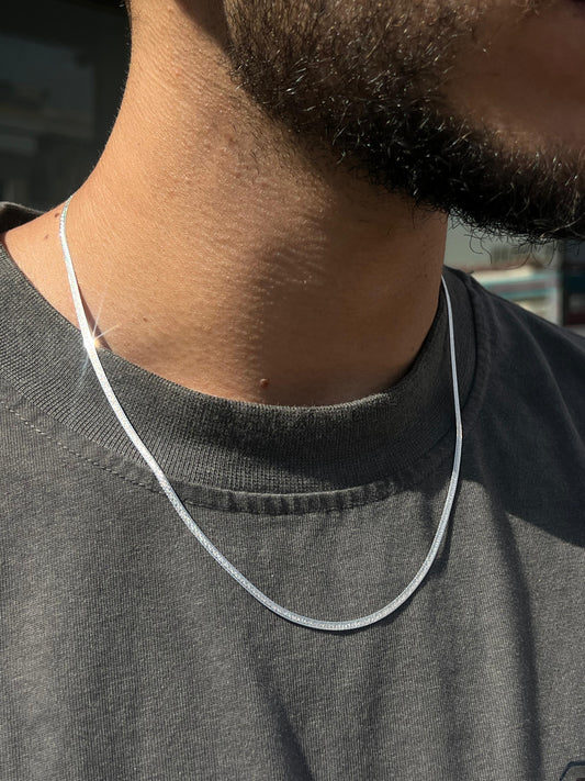 Engraved Snake Necklace For Men Sterling Silver925-(50cm-3mm)