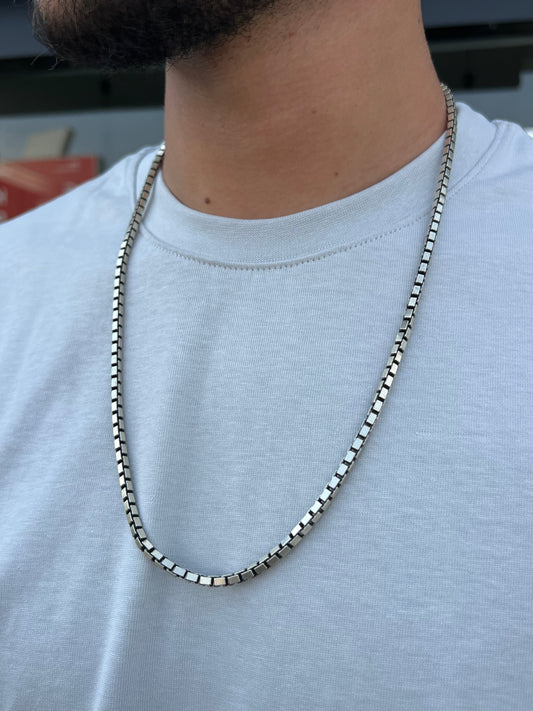 Thick Box Necklace For Men Sterling Silver - 925