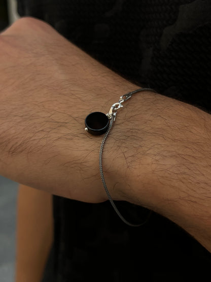 Oxidized Costie Bracelet With Onyx for Men's Sterling Silver 925s