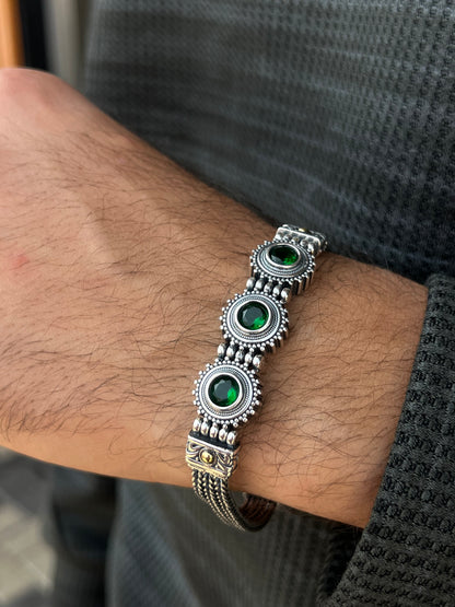 Trio Gems Bracelet for Men's Sterling Silver 925s-20cm