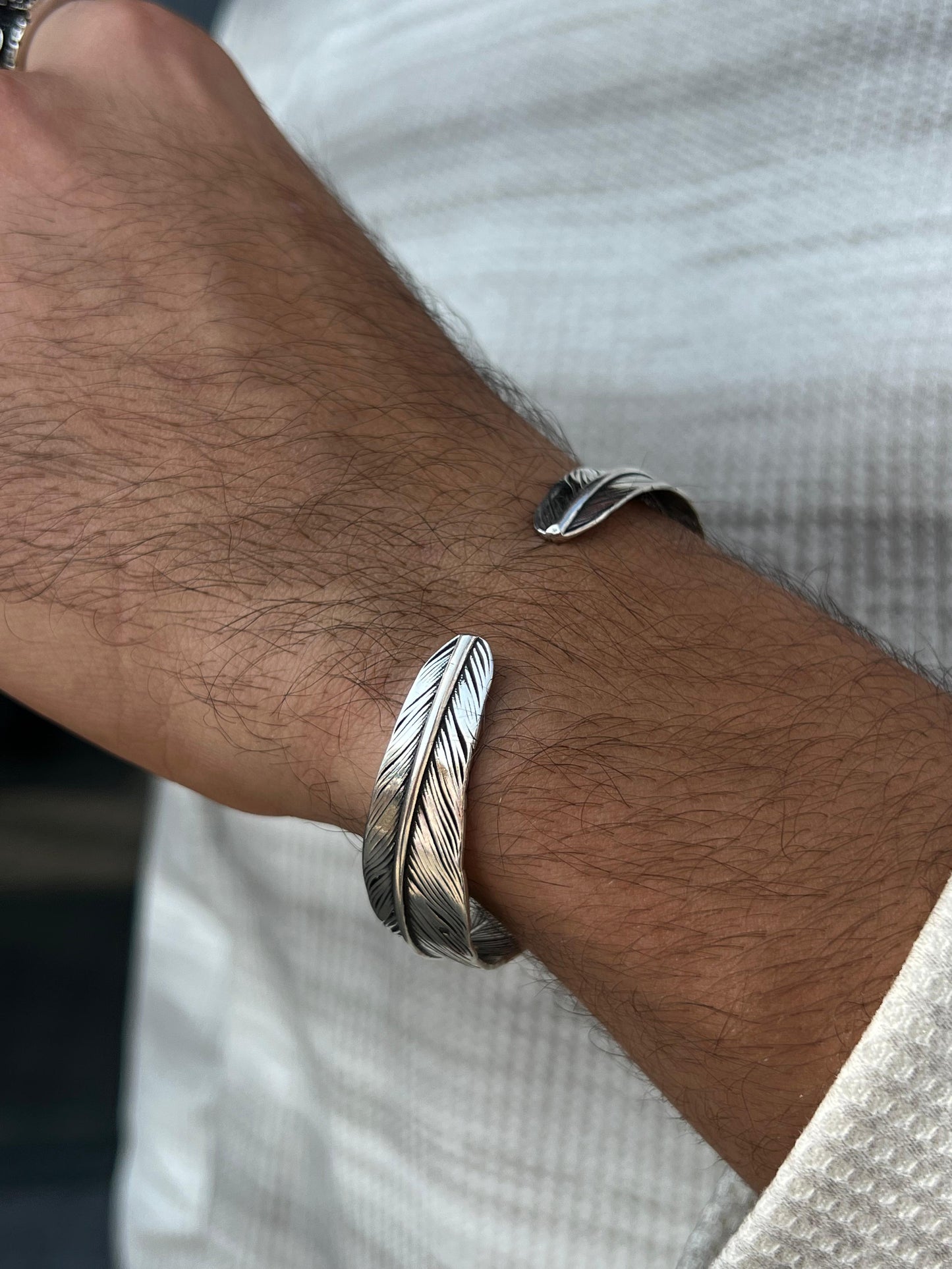 Feather Blade Bangle for Men's Sterling Silver 925s