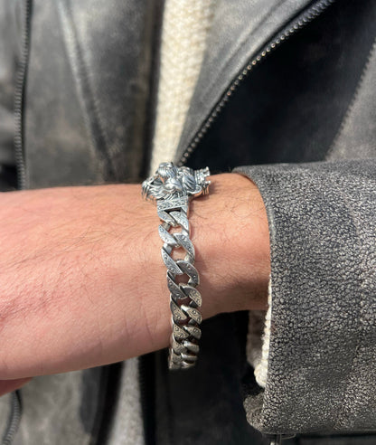 Alpha King Tiger head bracelet for men 925s