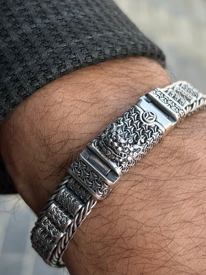 Dragon Spirit Bracelet Sterling Silver 925s-(21cm-12mm)