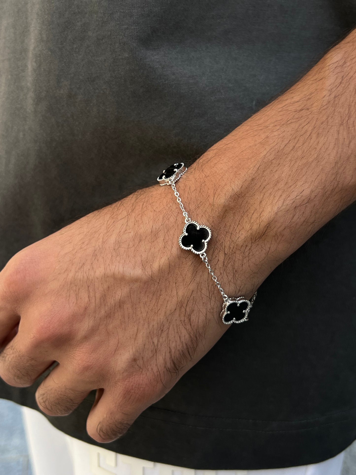 Men’s 3 Van Cleef & Arpels Black Onyx Bracelet in Italian Silver S925